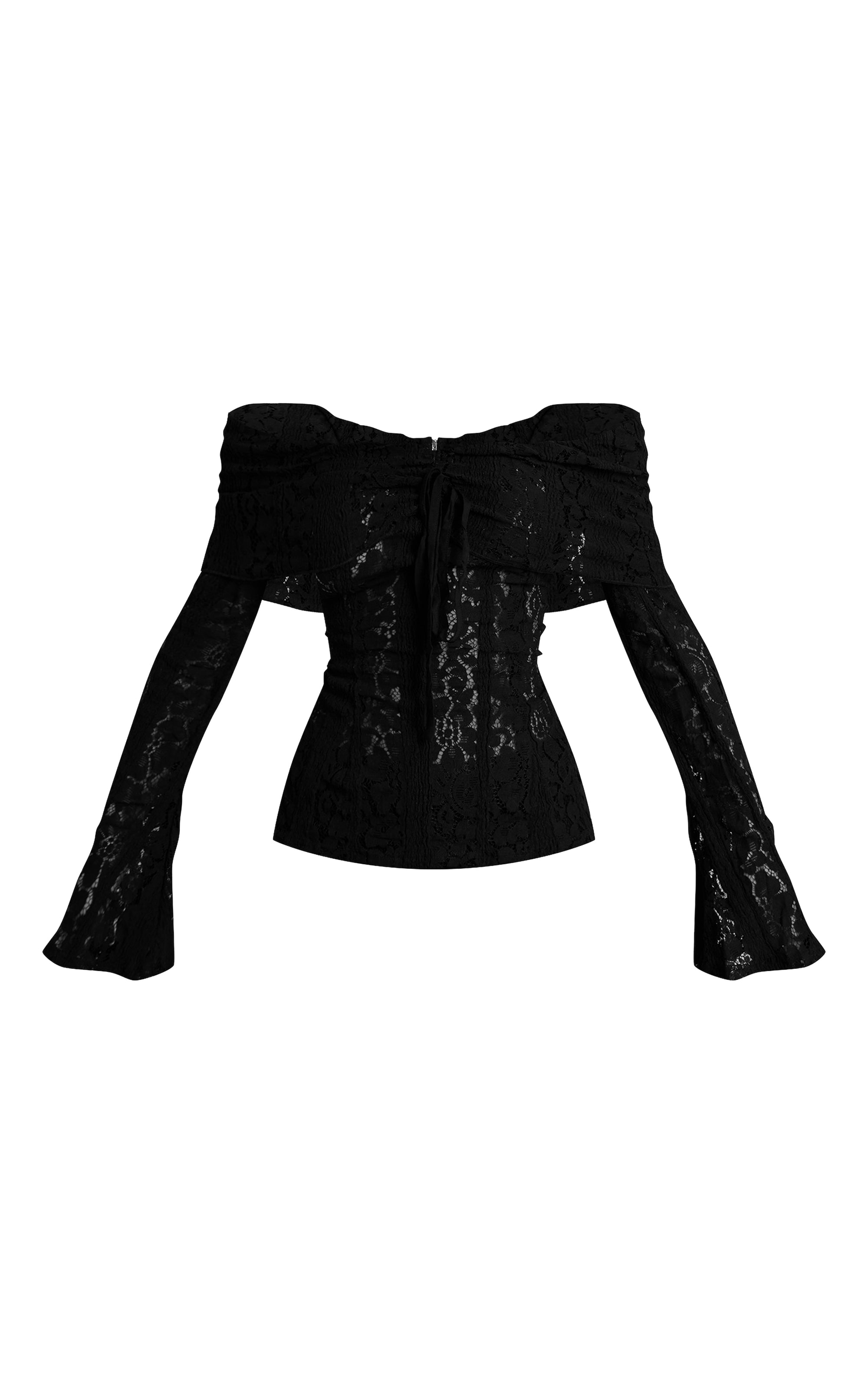 Camiseta Encaje Negra Manga Larga