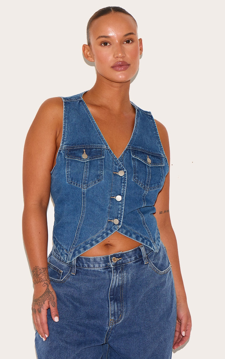 Top Blue Denim Plus