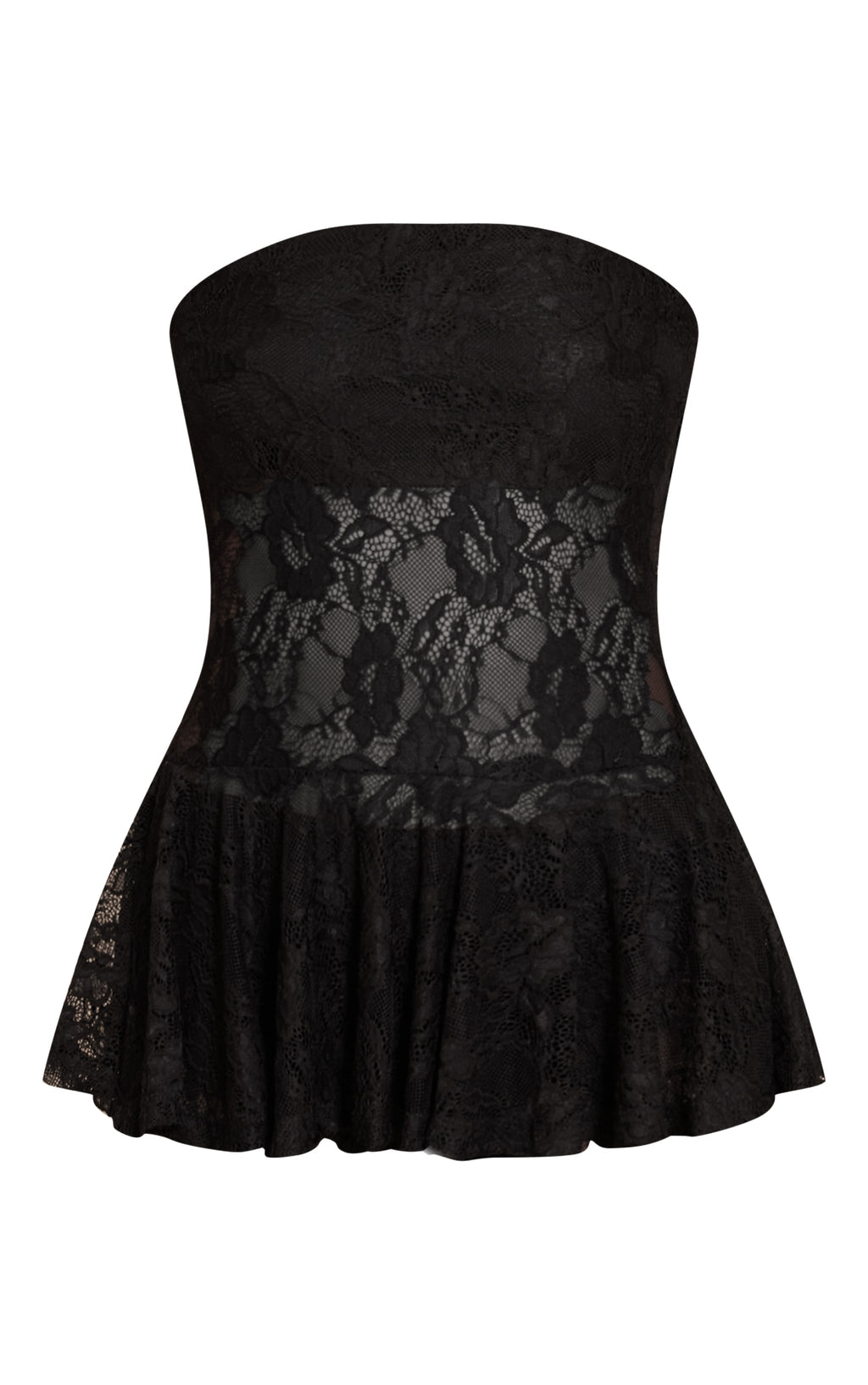 Polera Negra Encaje Strapless Mi tienda