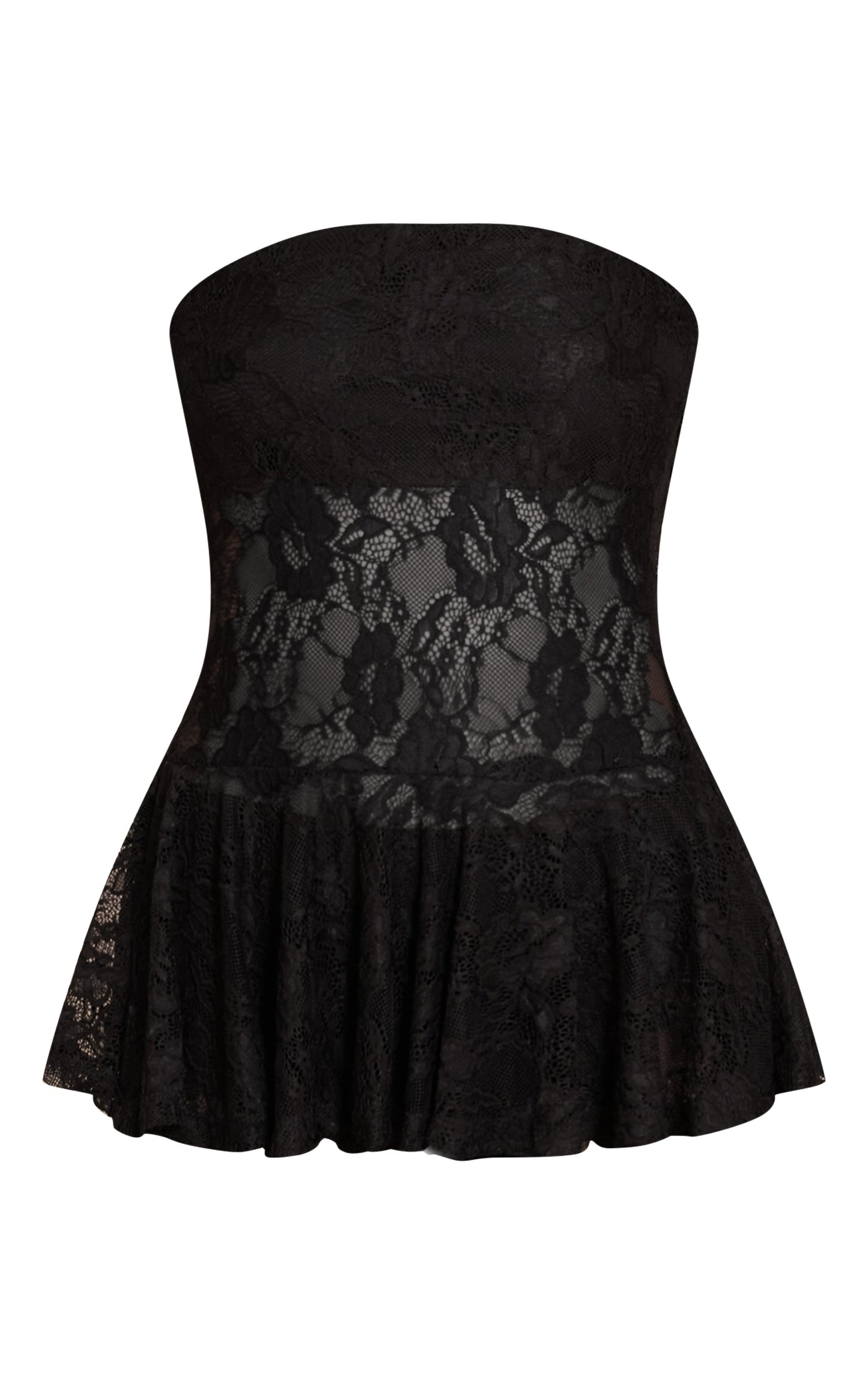 Polera Negra Encaje Strapless Mi tienda