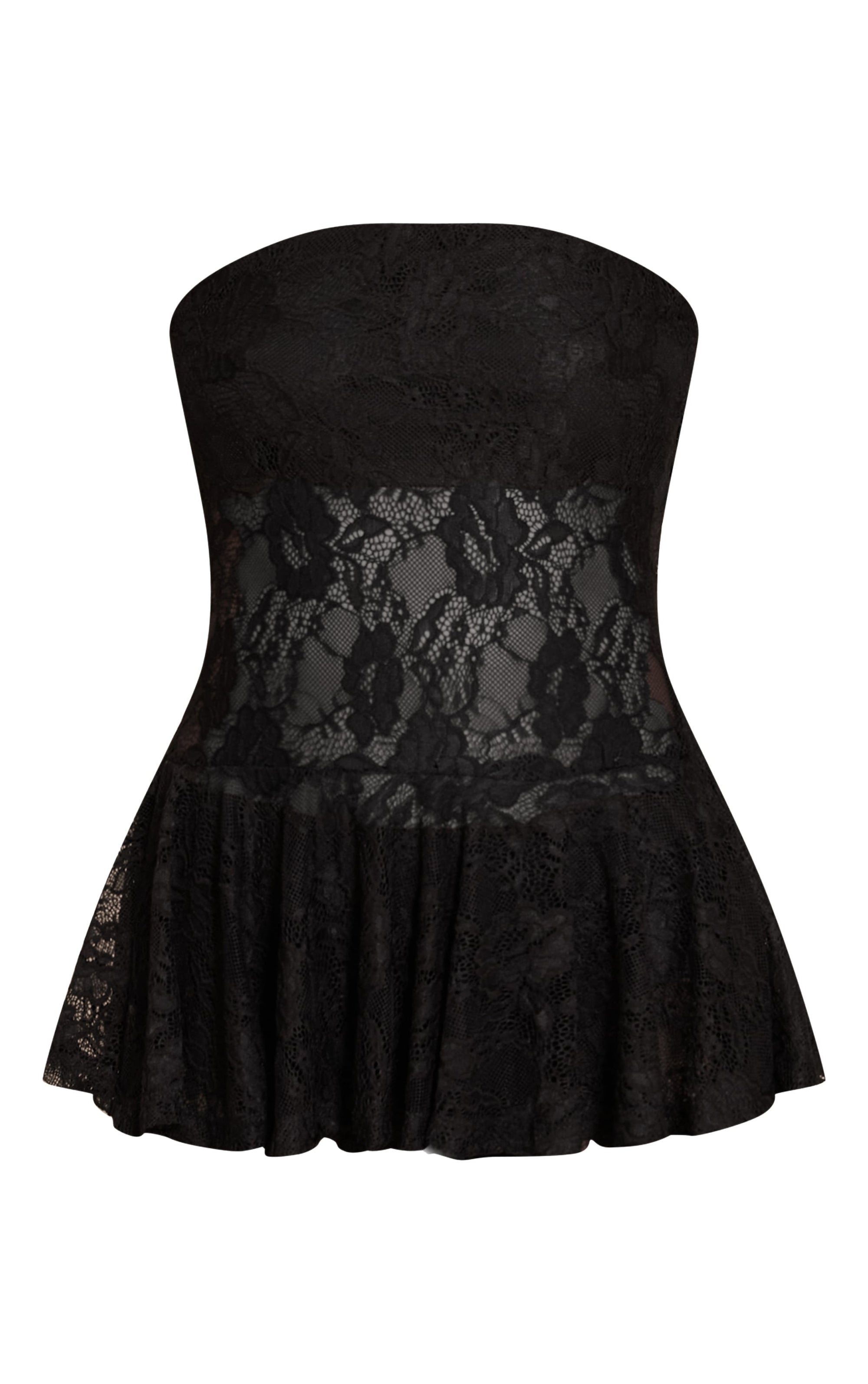 Polera Negra Encaje Strapless Mi tienda