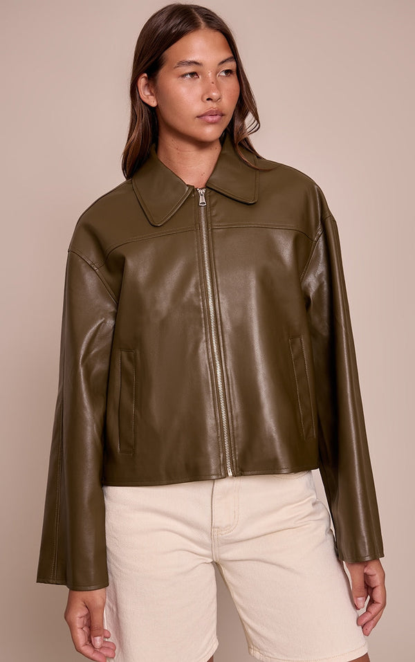 Chaqueta PU Cierre Frontal Mi tienda