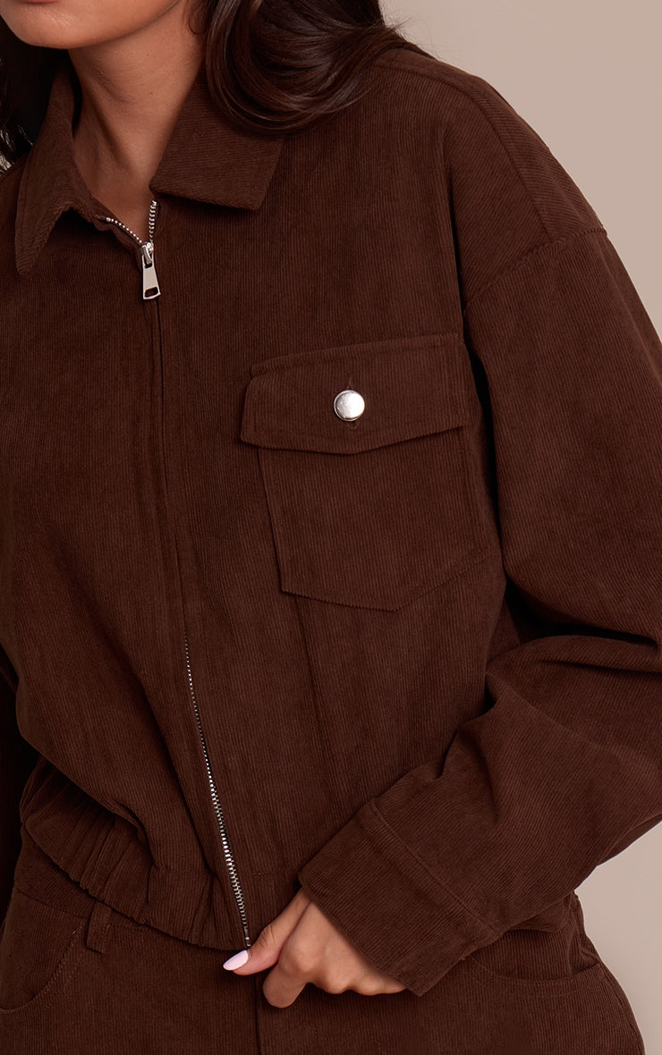 Chaqueta Cropped Cotelé Café Mi tienda