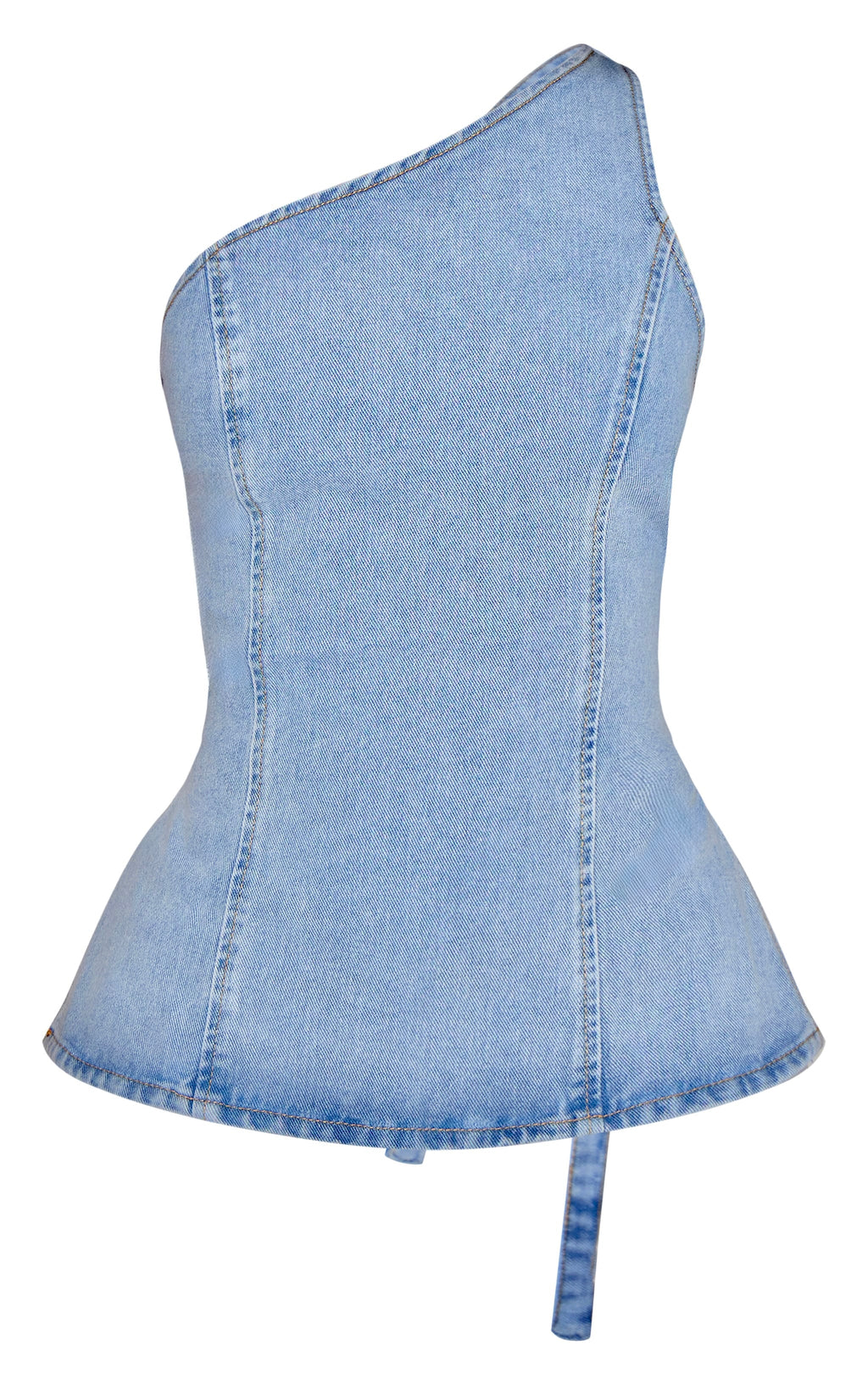 Top Asimétrico Jeans Claro