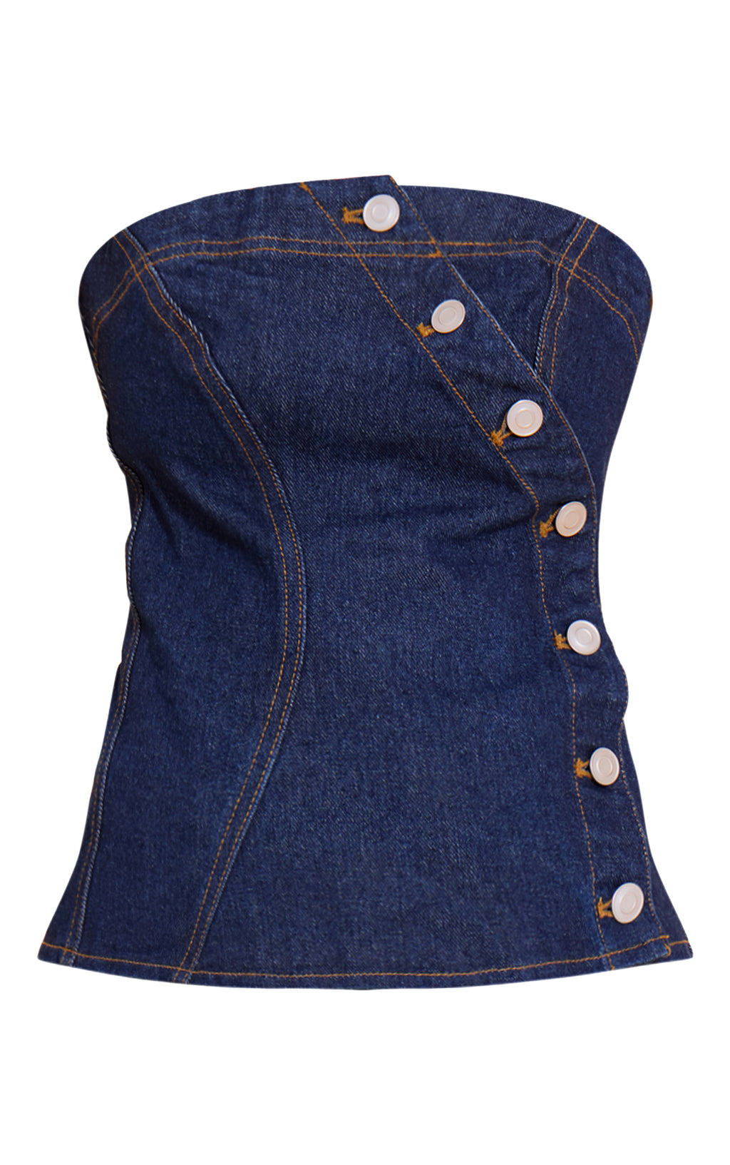 Top Strapless Denim Azul