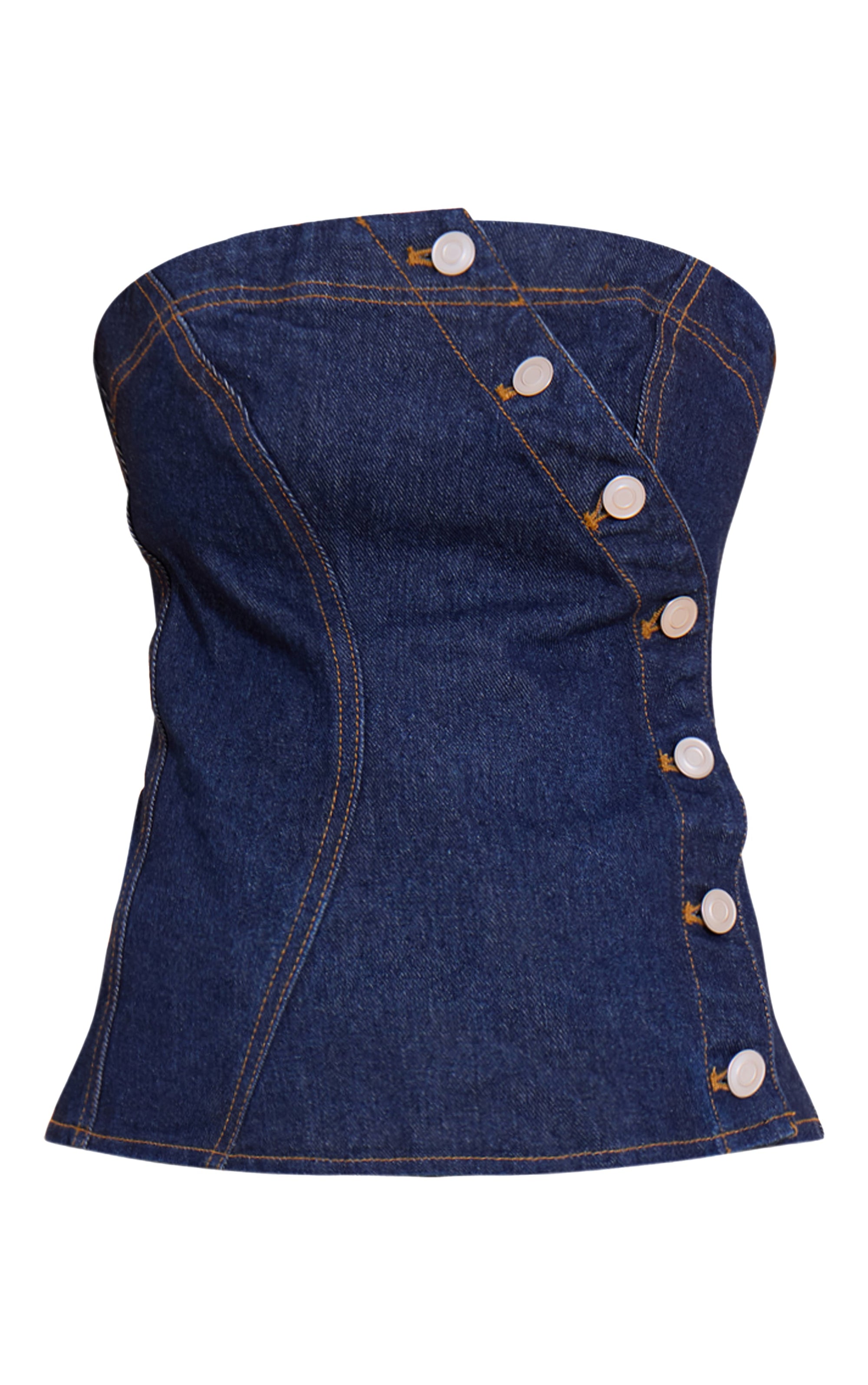 Top Strapless Denim Azul