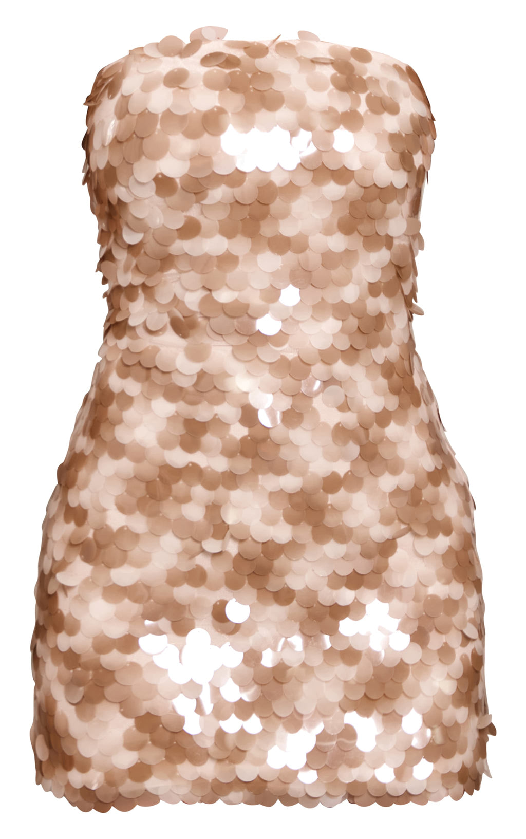 Vestido Beige Lentejuelas Strapless Mi tienda