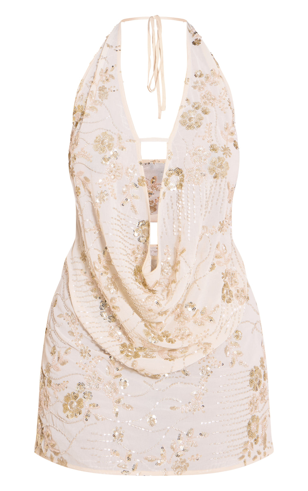 Top Lentejuelas Brillos Beige