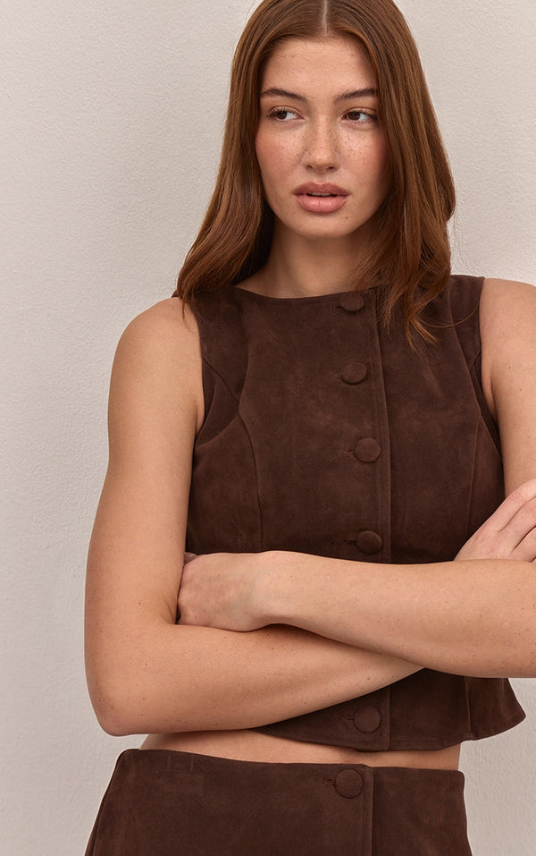 Chaleco Waistcoat Gamuza Café Mi tienda