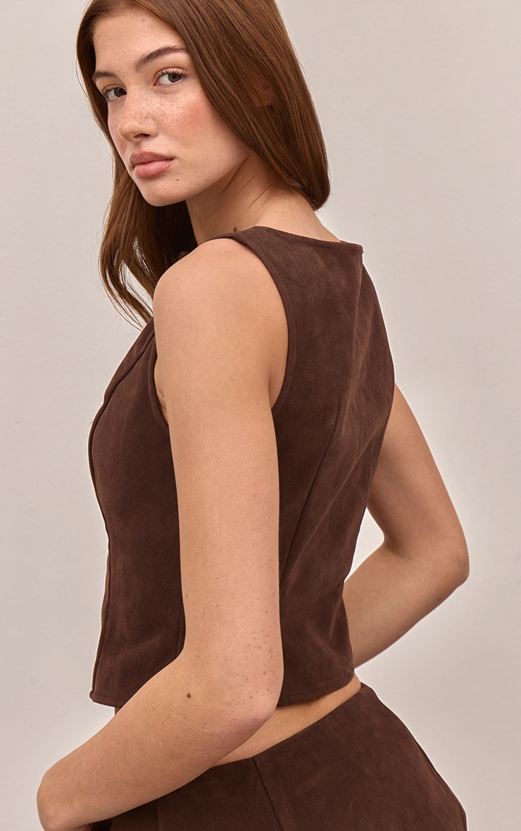 Chaleco Waistcoat Gamuza Café Mi tienda