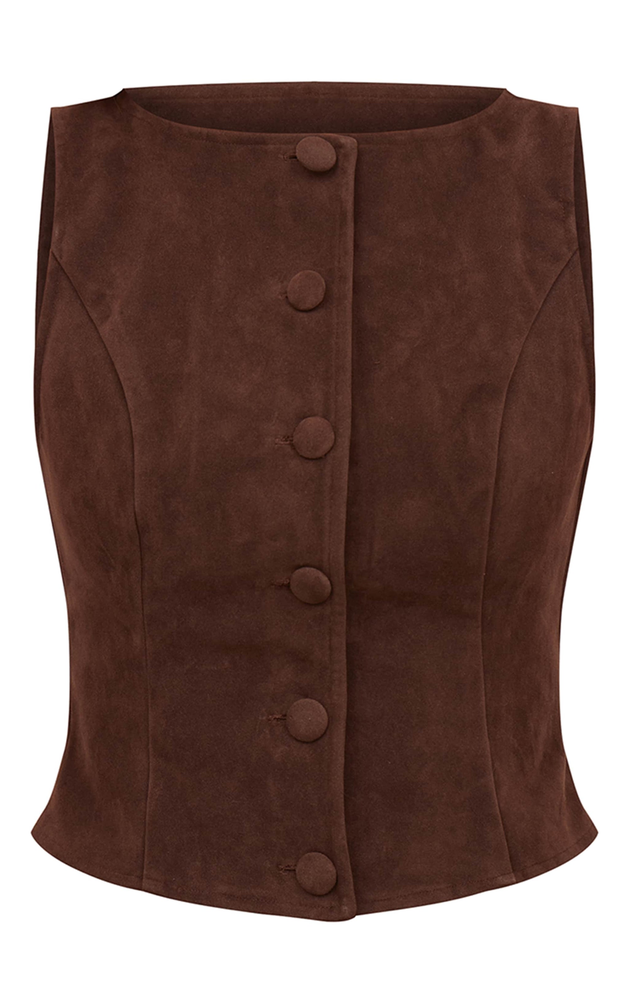 Chaleco Waistcoat Gamuza Café Mi tienda