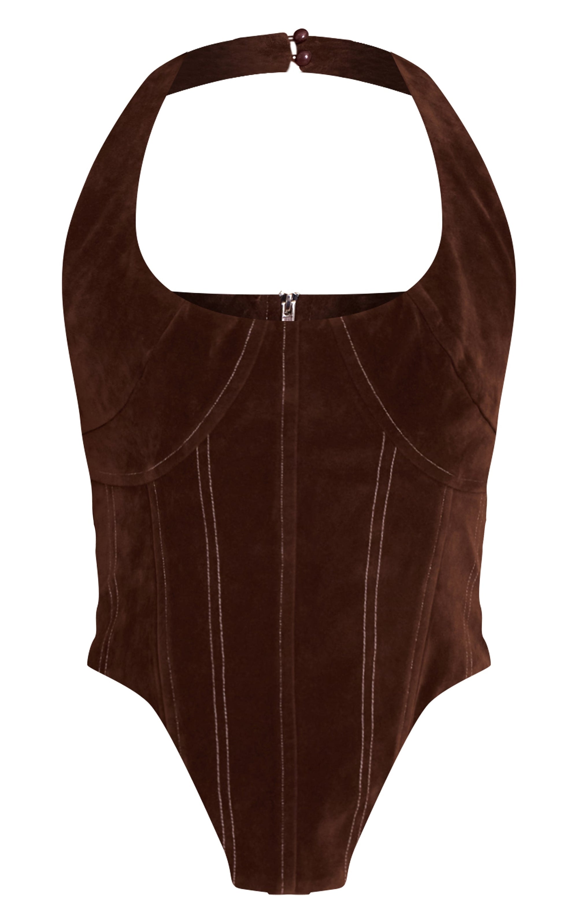 Corset Halter Gamuza Café Mi tienda