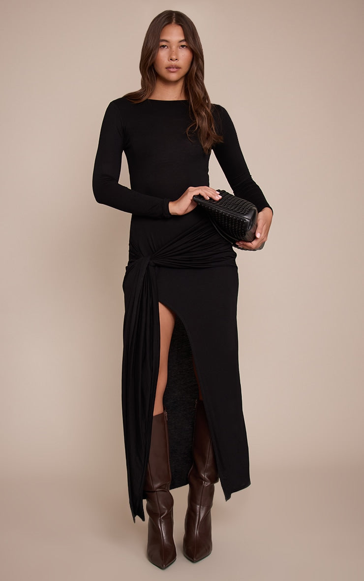 Vestido Maxi Negro Nudo V E L T