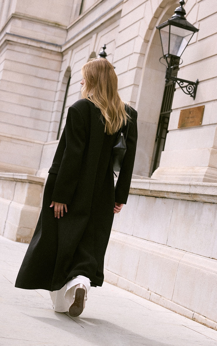 Abrigo Largo Negro Sastrero Mi tienda