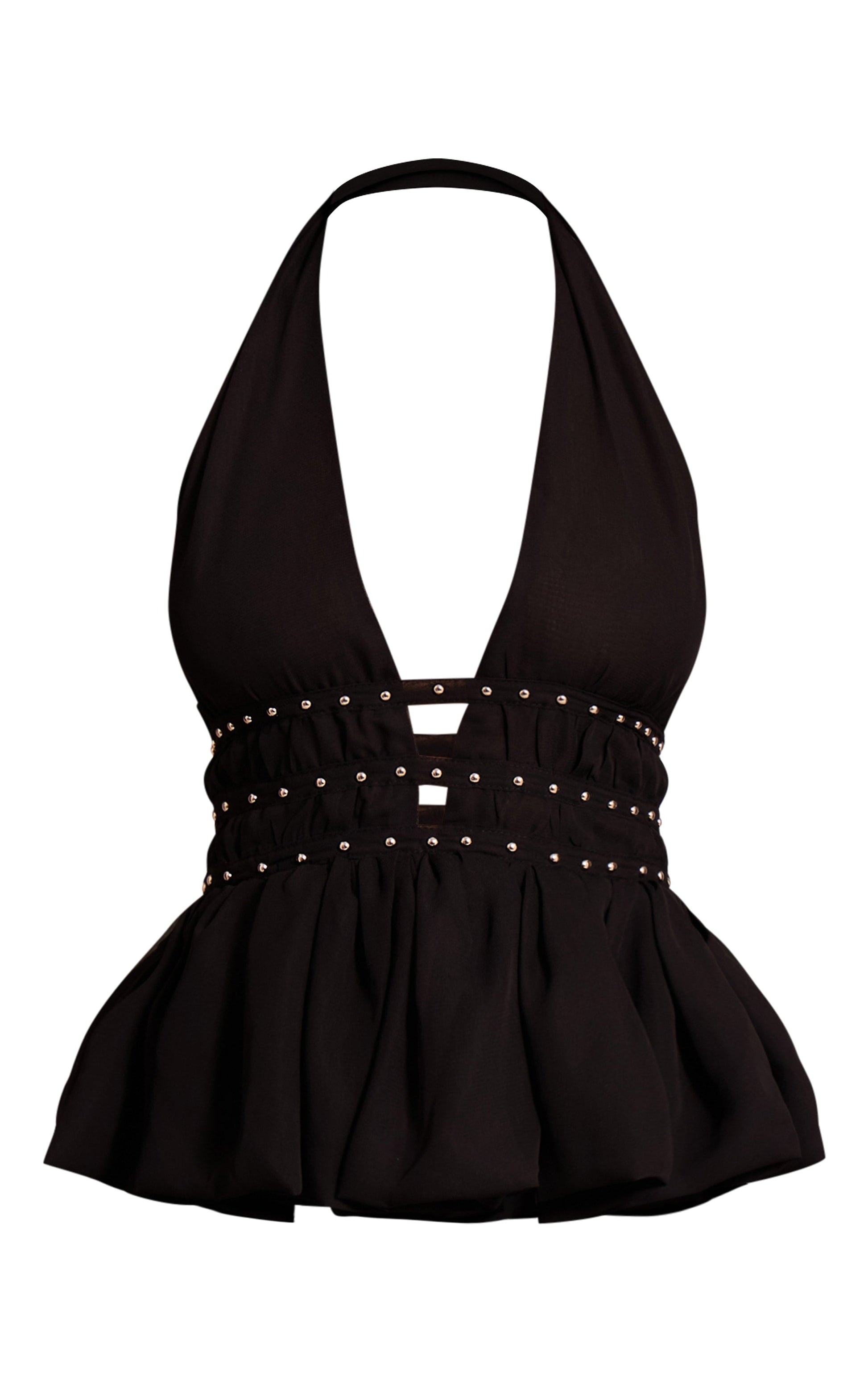 Top Negro Tachas Vuelos Mi tienda