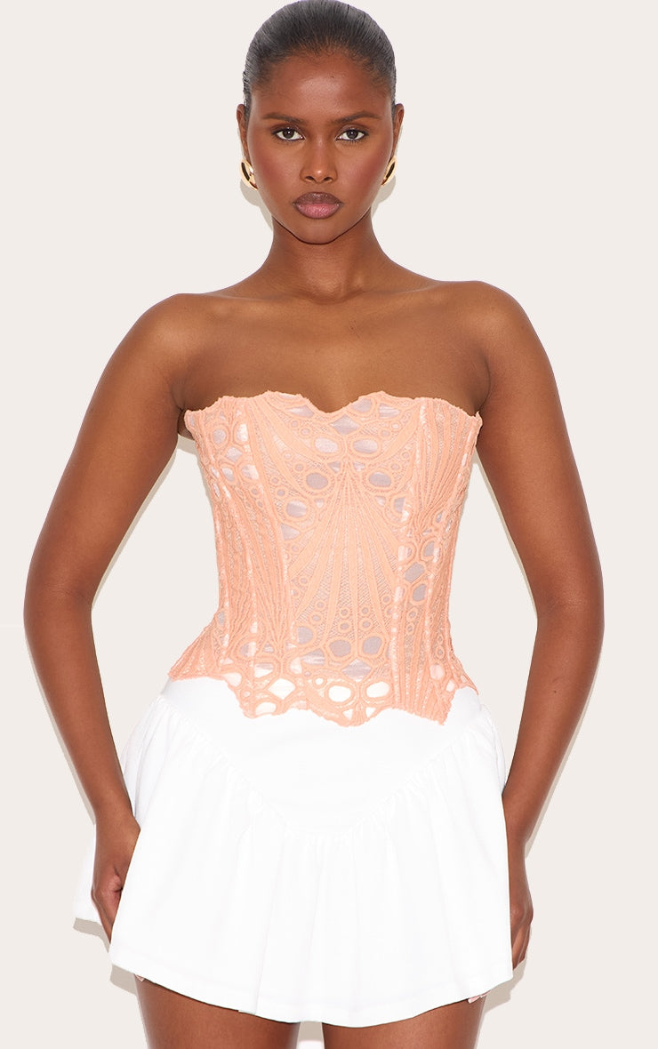 Corset Rosa Pálido Floral Transparente