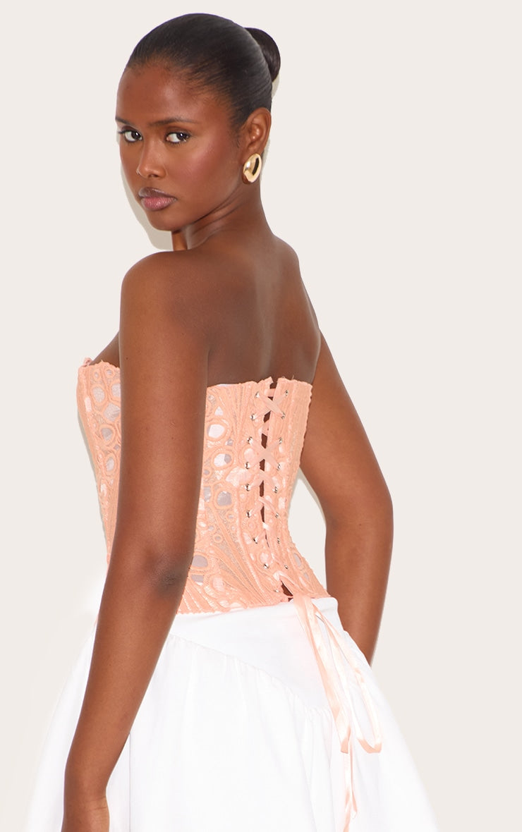 Corset Rosa Pálido Floral Transparente