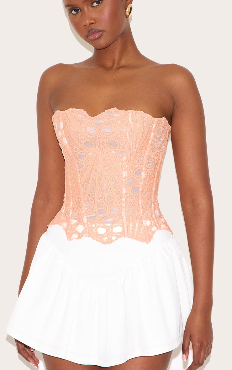 Corset Rosa Pálido Floral Transparente