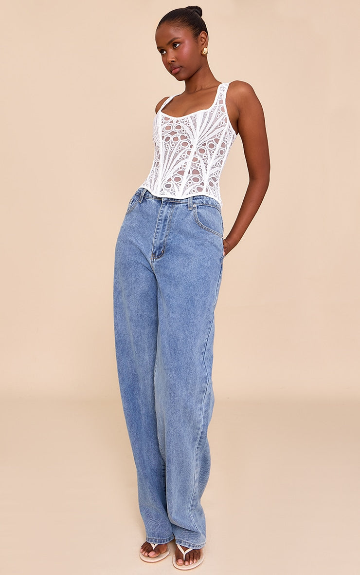 Corset Top Blanco Floral