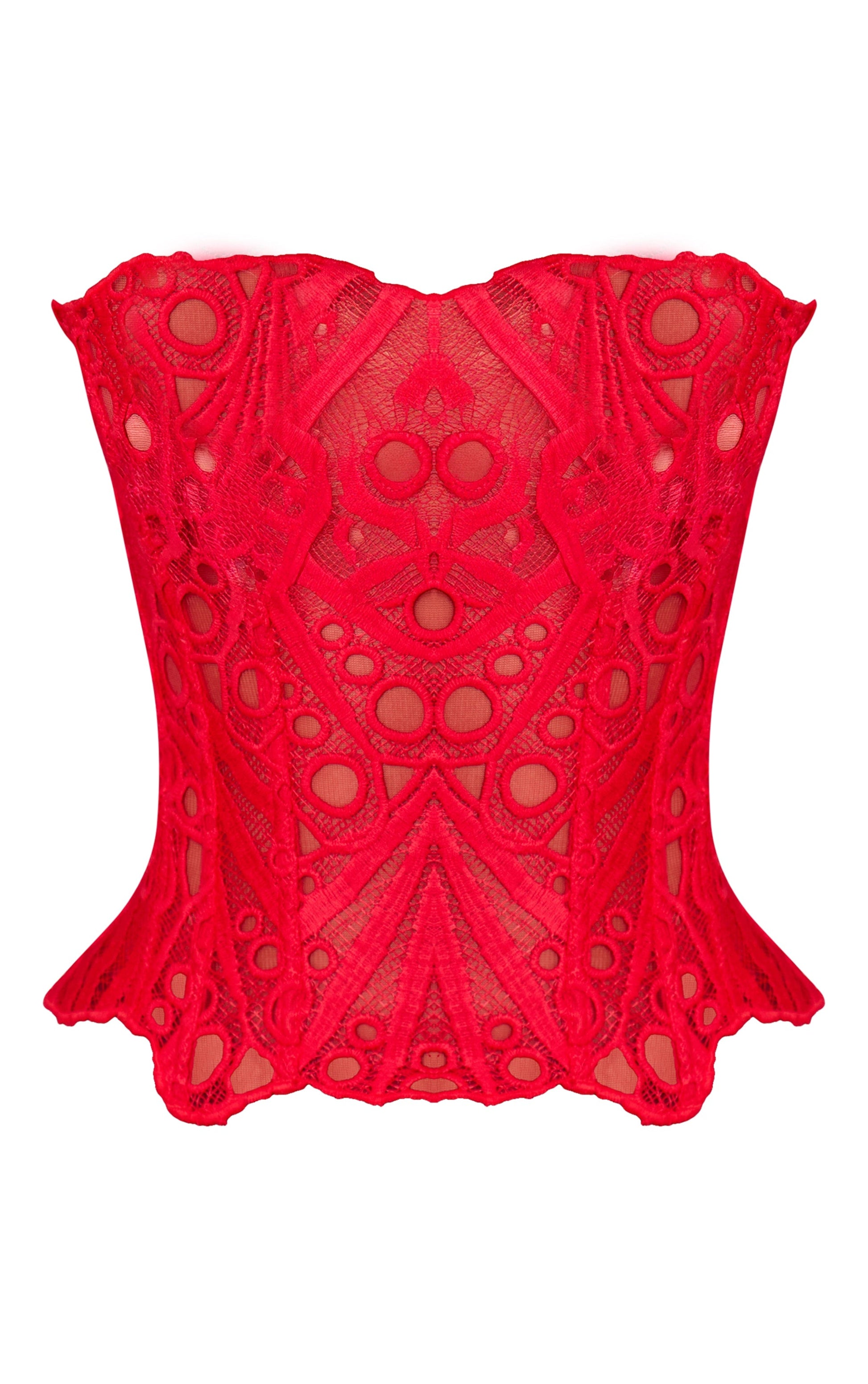 Corset Top Rojo Floral Mi tienda
