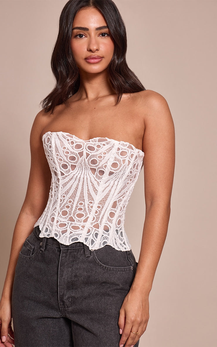 Corset Top Blanco Floral Mi tienda