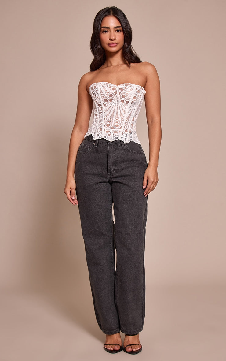 Corset Top Blanco Floral Mi tienda