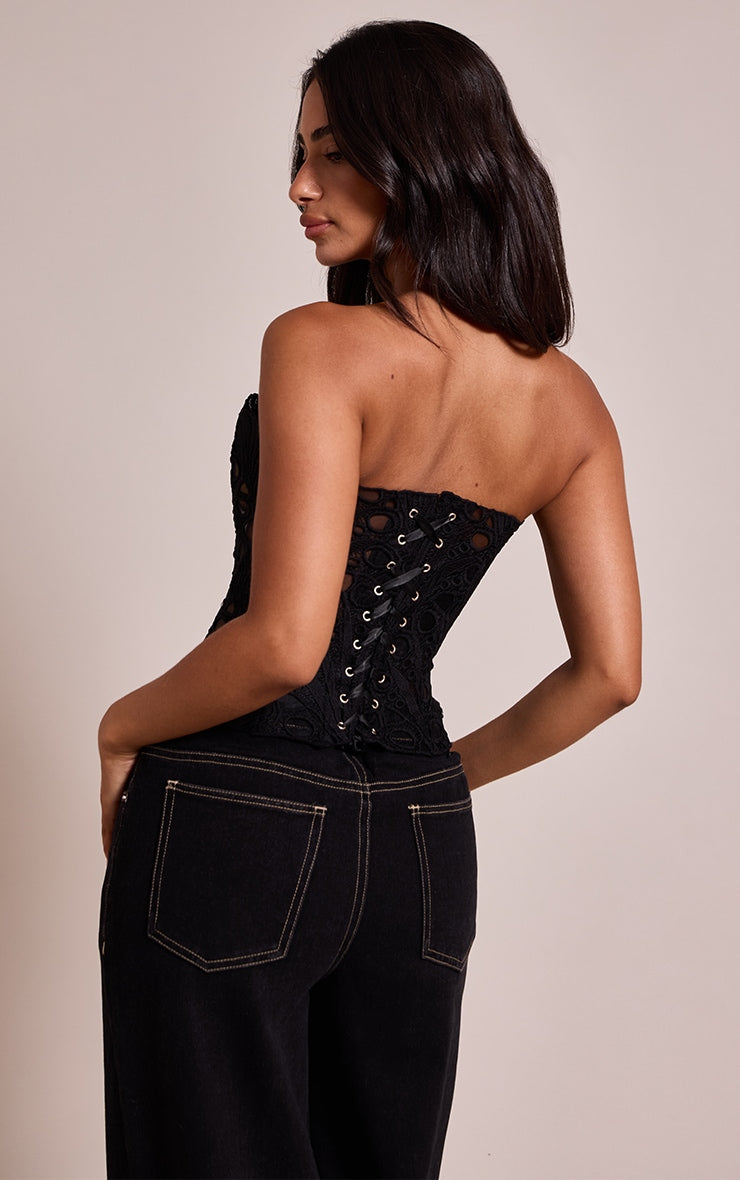 Corset Top Negro Floral Mi tienda