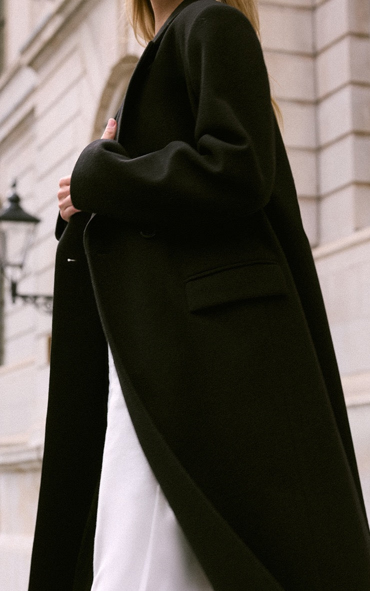 Abrigo Largo Negro Sastrero Mi tienda