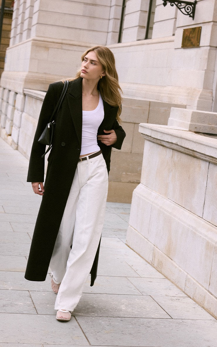 Abrigo Largo Negro Sastrero Mi tienda