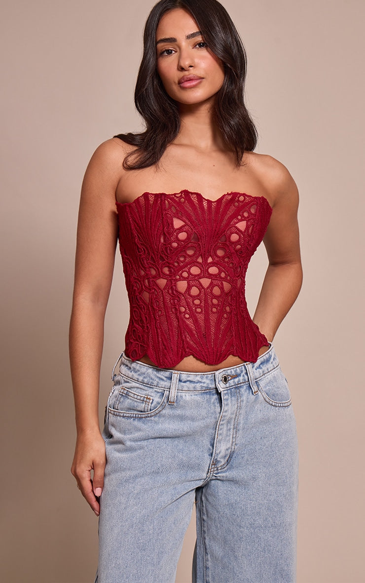 Corset Top Burdeo Floral Mi tienda