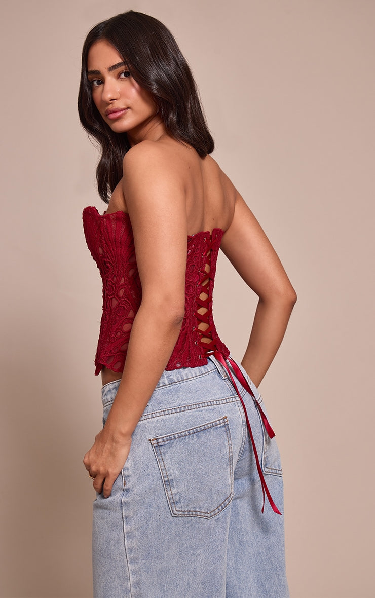 Corset Top Burdeo Floral Mi tienda