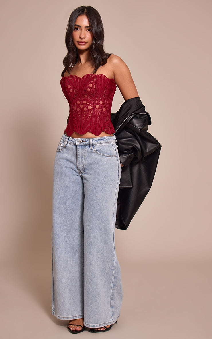 Corset Top Burdeo Floral Mi tienda