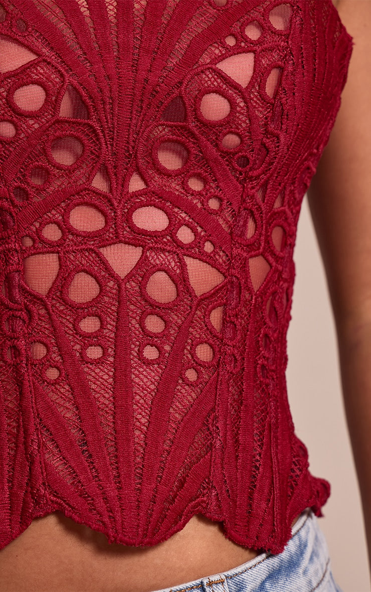 Corset Top Burdeo Floral Mi tienda