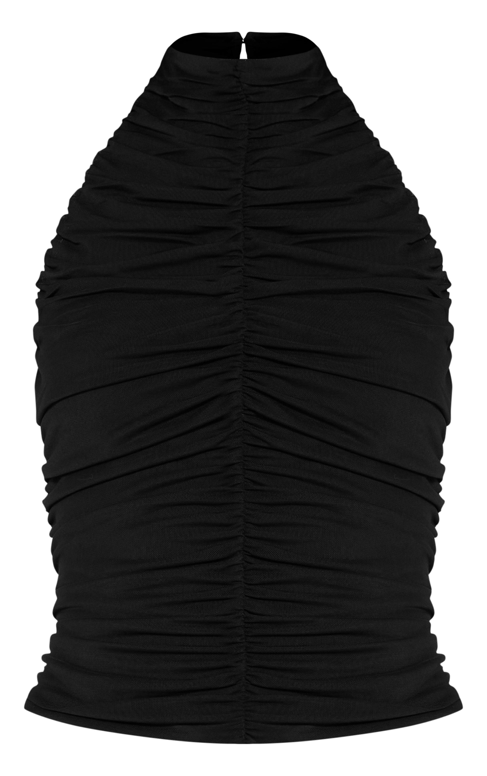 Crop Top Negro Fruncidos Mi tienda