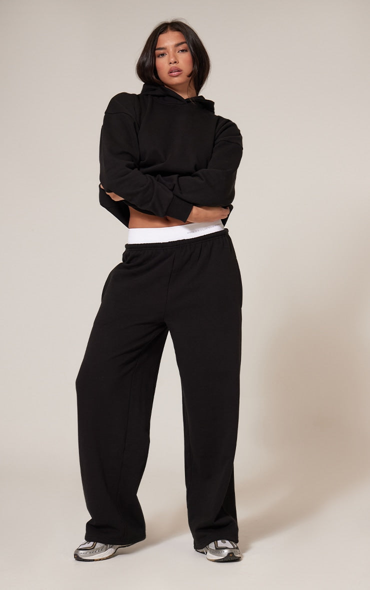 Conjunto Buzo Negro Mujer Polerón Capucha y Pantalón Jogger