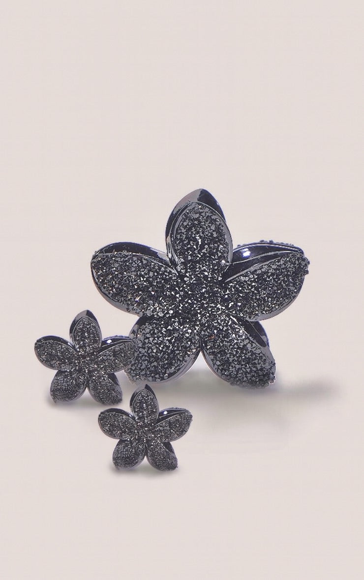 Set Pinzas Flor Gris Brillantes Mi tienda