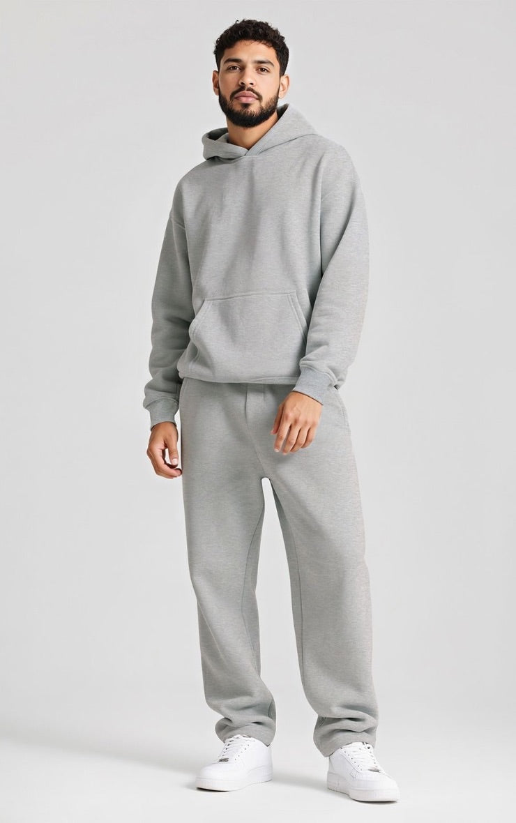 Conjunto Buzo Gris Hombre Pantalón Recto & Polerón Capucha