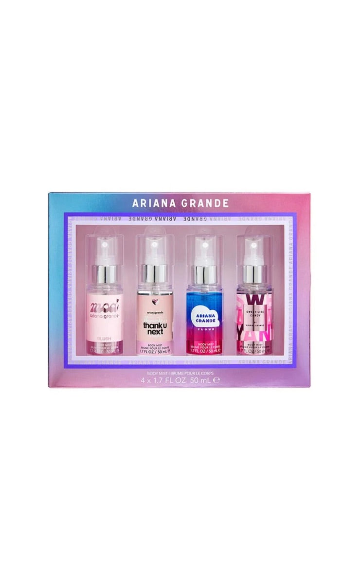 SET ESTUCHE ARIANA GRANDE 4 MINI BODY MIST 50 ML Mi tienda