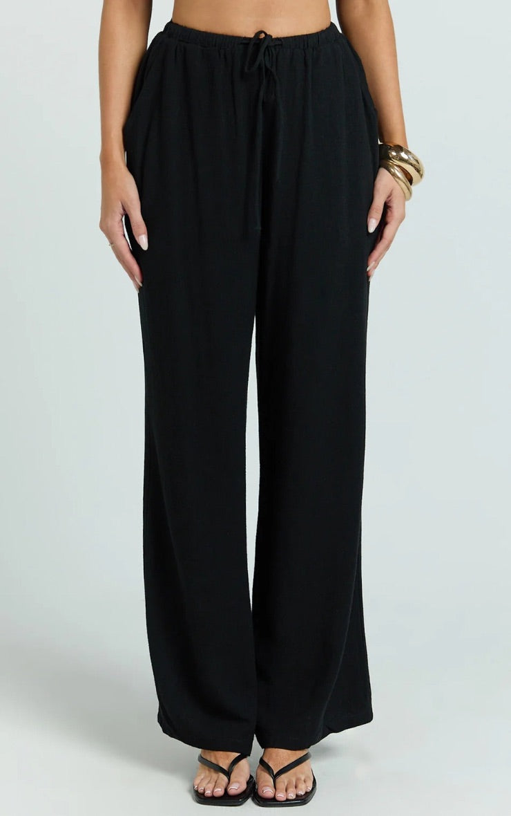 Pantalones Lino Negro Mi tienda
