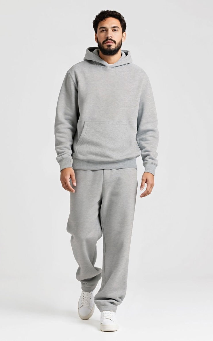 Conjunto Buzo Gris Hombre Pantalón Recto & Polerón Capucha