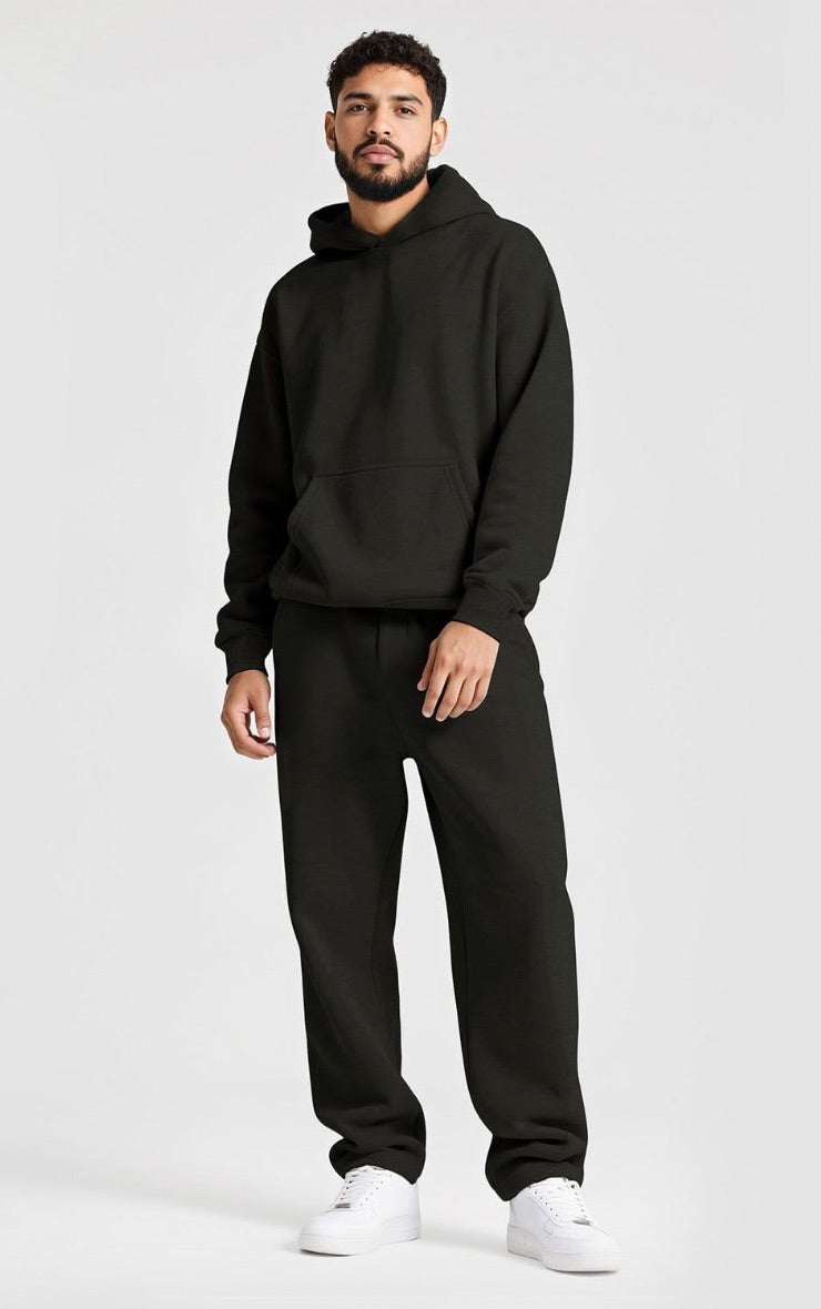 Conjunto Buzo Negro Hombre Pantalón Recto & Polerón Capucha
