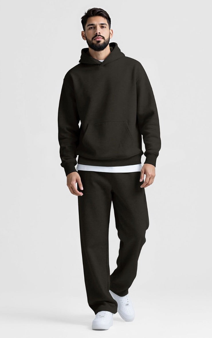 Conjunto Buzo Negro Hombre Pantalón Recto & Polerón Capucha