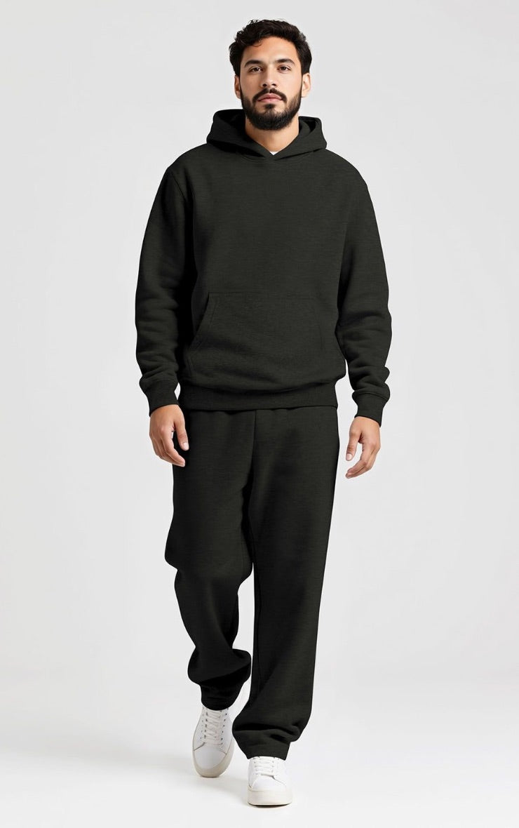 Conjunto Buzo Negro Hombre Pantalón Recto & Polerón Capucha