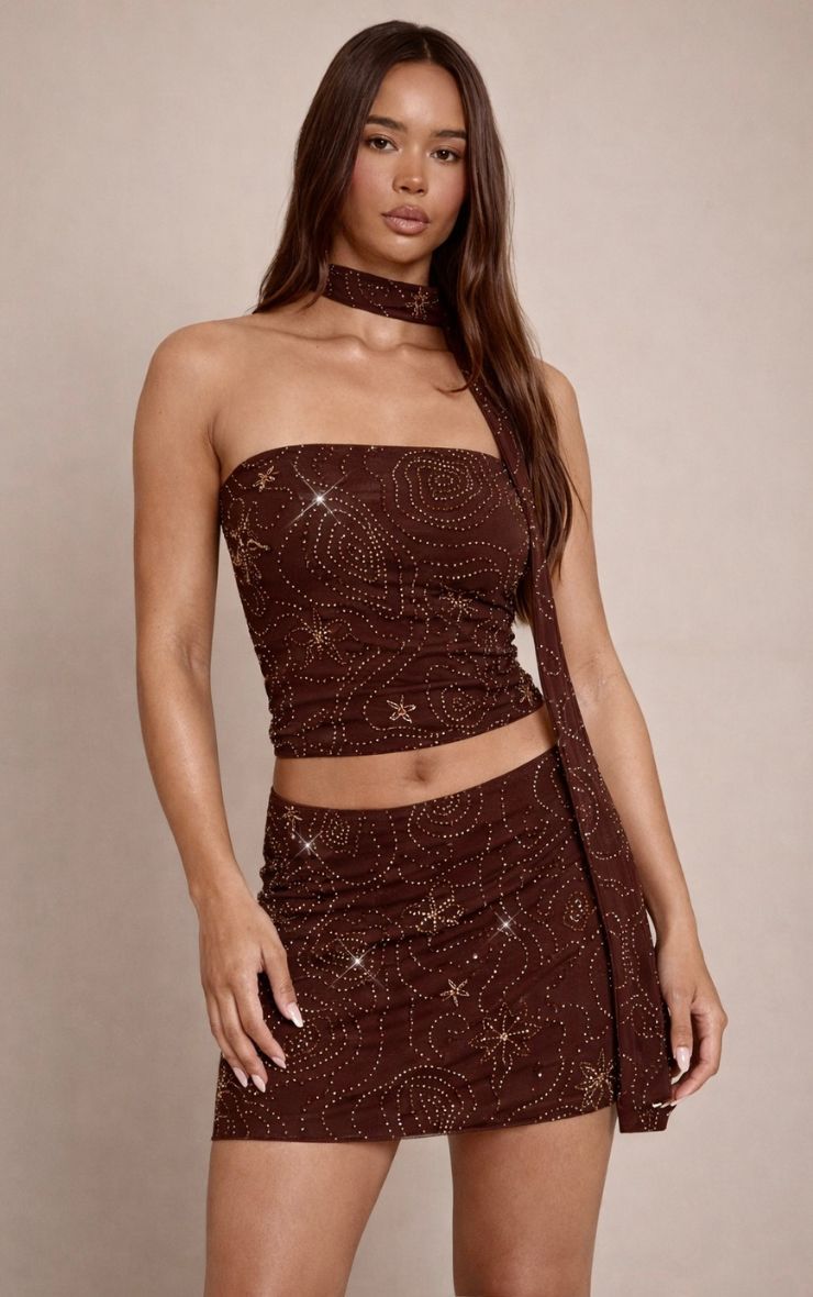 Conjunto Café Mostacillas Doradas Mi tienda