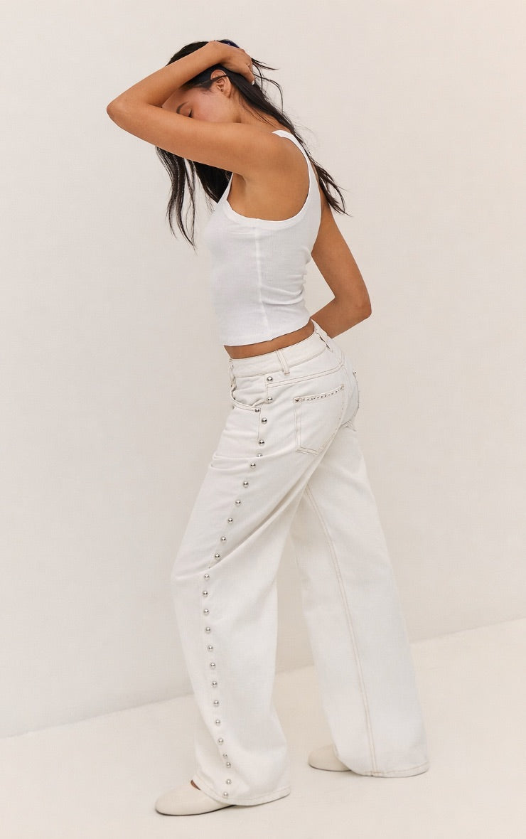 Jeans Blancos Tachas Mi tienda