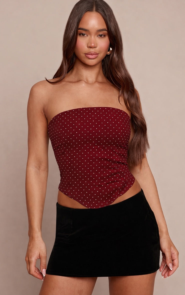Corset Burdeo Polka Dot Mi tienda