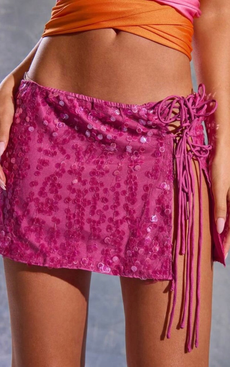 Falda Mini Fucsia con Lentejuelas Mi tienda