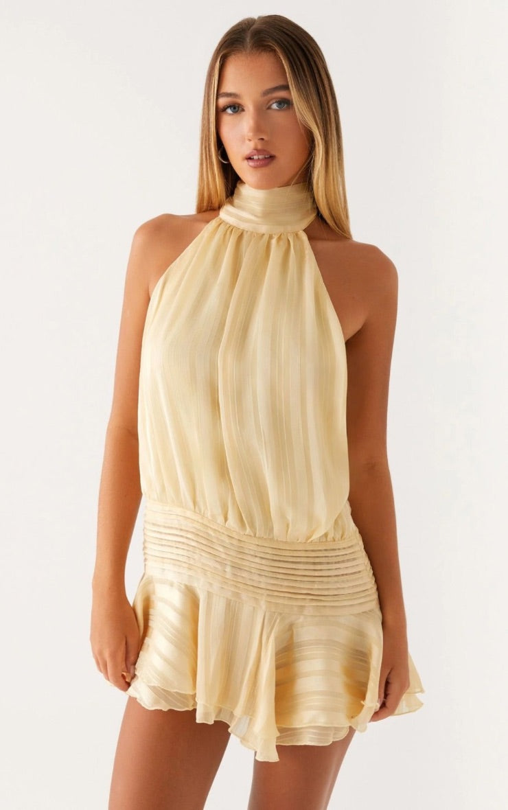 Vestido Mini Cuello Amarillo Mi tienda