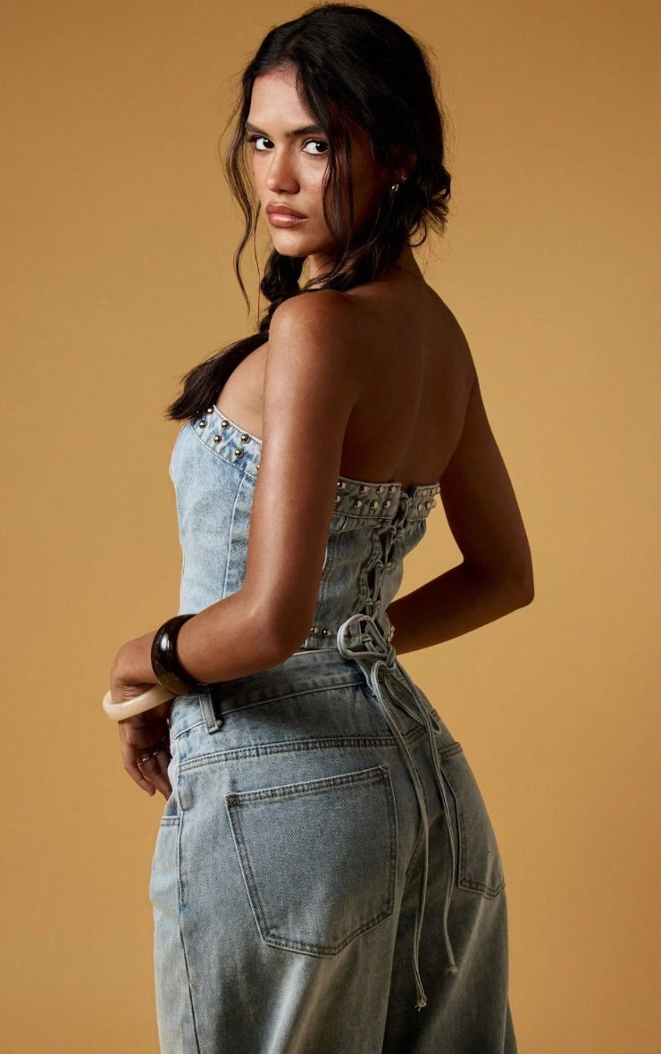Corset Bandeau Denim Celeste Mi tienda