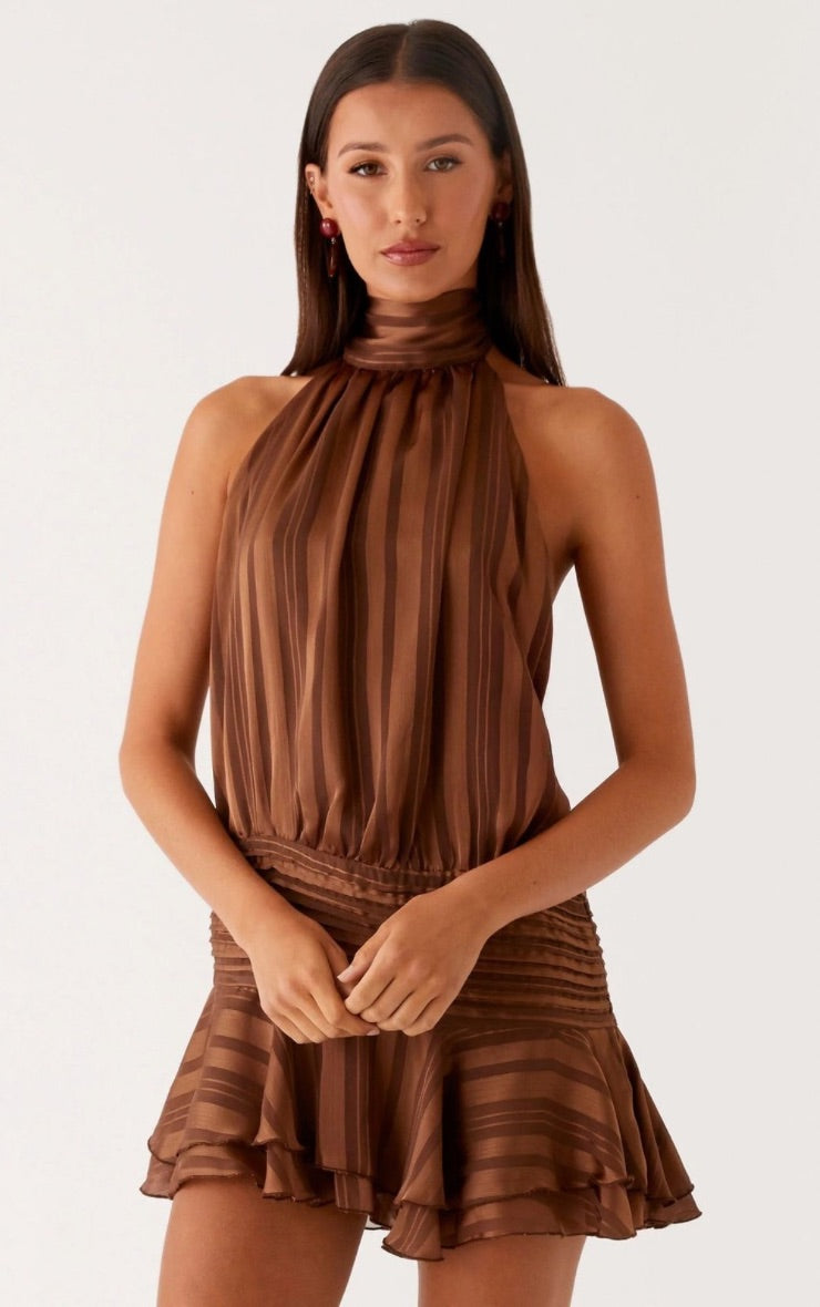 Vestido Mini Cuello Café Mi tienda